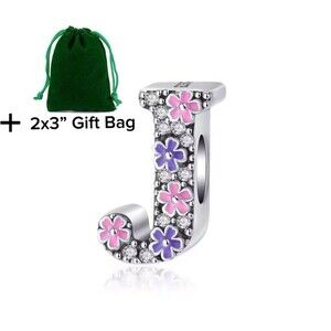 J Letter Charm Bead | 925 Silver | Brand New